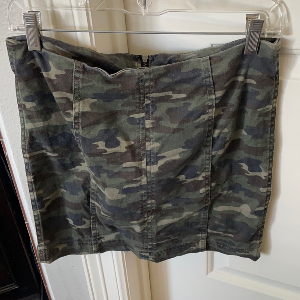 Free People camo mini skirt